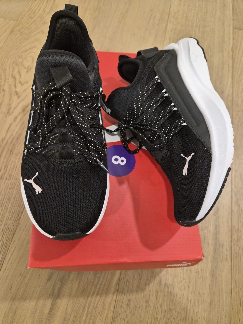 Puma Black and White Knit Lace-Up Sneakers